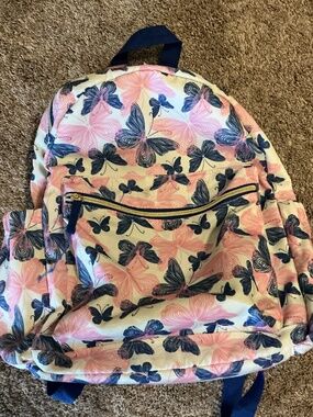 Backpack Pink And Blue Butterfly Used